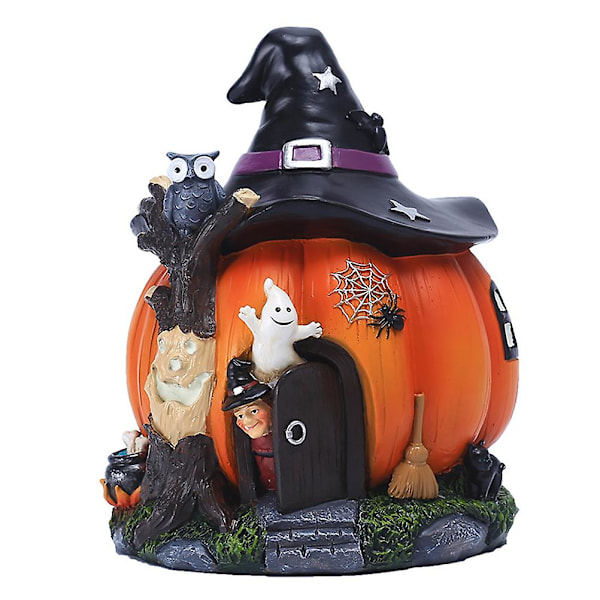 Pumpahusprydnad, Hartshantverk, Trädgårdsljusdekoration, Halloweenhäxa, Pumpafigur, Festdekoration,