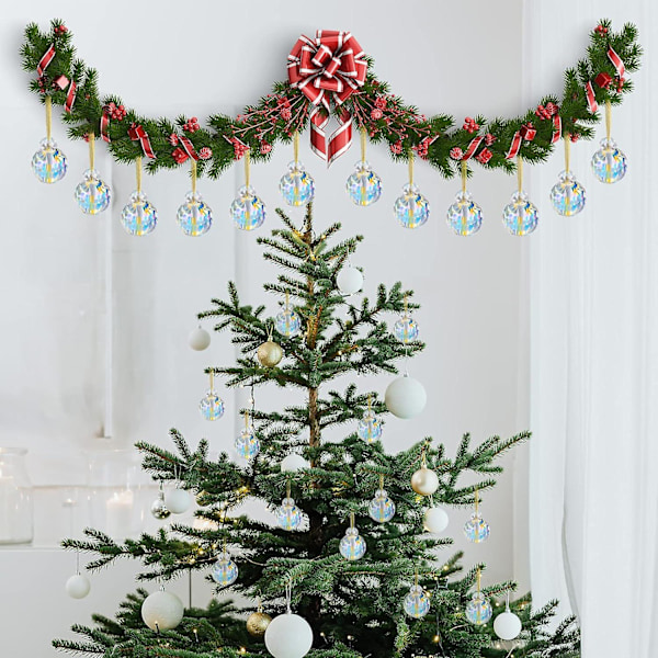 12 stycken kristalljulkulor 2,2 cm Mini Ab Färgade Prismabollar Julgransdekoration, Hängande Kristaller för Julbröllop Fest Hem (ab)
