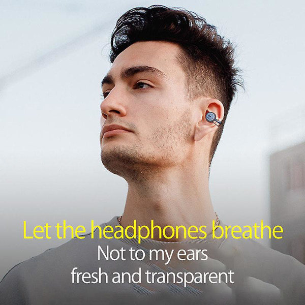 Øreklips Trådløs støyreduksjon Bluetooth-øretelefoner Benledning Ultra lang batterilevetid Ine-øretelefoner (off white)
