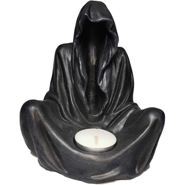 Lysestake - Svart Spøkelse - Trollmann - Død Gotisk - Dekorativ Skulptur Statuer Kunst Harpiks Dekorasjoner（A）