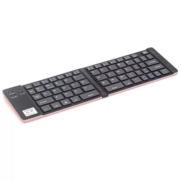 Dubbelt Vikbart Trådlöst Bluetooth-tangentbord, Mini Trådlöst Tangentbord Kompatibelt Med Ios Ipad, Android Tablet, Windows Pc, Etc. - Roséguld
