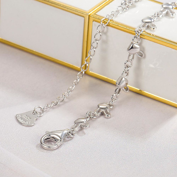 925 Sterling Silver Hjärta Armband Dam Smycken Present 20cm