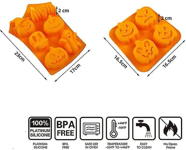 2 st Halloween Silikonbakformar. Silikonkakform Muffinbakformar