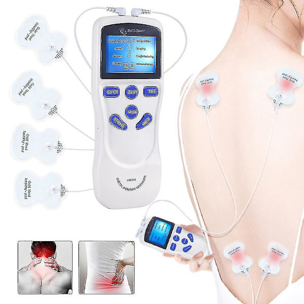 Elektrisk Tens-maskin Enhet Puls Muskelstimulator Massager Fysisk Terapi Smärtlindring Med 4 Elektrodplåster