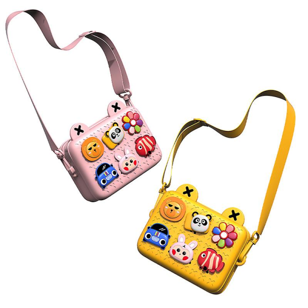 Crossbody-taske til piger Børnehåndtaske med udskiftelige dekorationer Justerbar rem til småbørnpiger 1 stk.（Gul）