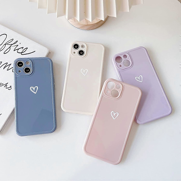 TPU-fodral för iPhone 13, Blank Mjuk Smalt Bakfodral med Enkelt Hjärtmönster, Lätt Skyddande Bumper Cover för iPhone 13 (6,1 tum) - Beige