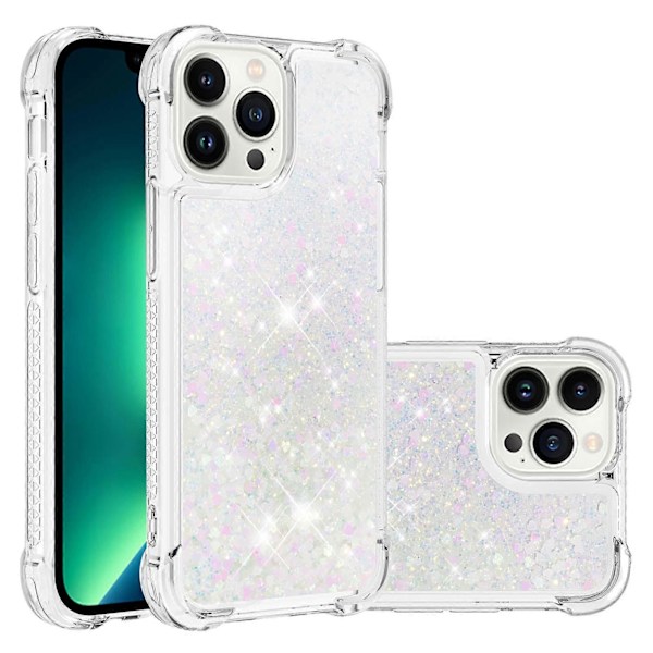 iPhone 13 Pro Max Skal, Glittrande Glimmer Flytande Vätska Transparent Mjuk TPU Silikon Skyddande Stötskydd, Färgglad