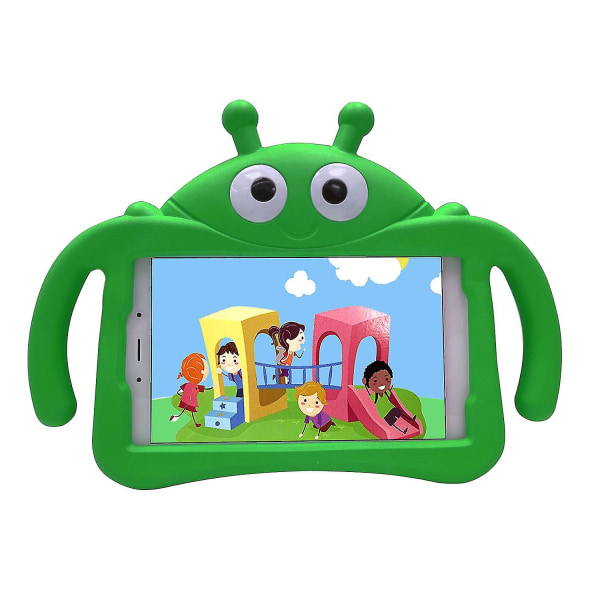 Kid Ladybug-deksel for Samsung Galaxy Tab A 8 tommer T387, Kickstand Heavy Duty støtsikkert deksel（grønn）