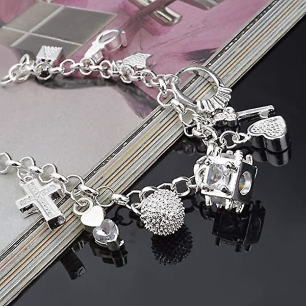 WABJTAMS925 Silver Thirteen Hanging Pieces Armband för kvinnor presentarmband & armband Smycken