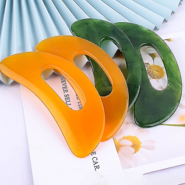 1 stk Guasha Board Natursten/syntetisk harpiksværktøj Scrpy Aping Board Massage (grøn)