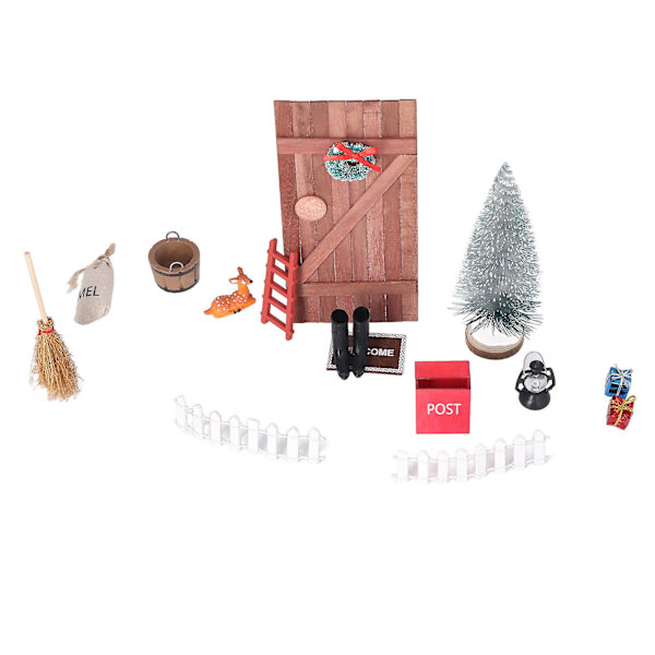 1/12 1/6 Jul Dörr Kit för Dockhus - Utsökt Hantverk, Söt Färgrik Miniatyr Trä Dockhus Dörr Kit