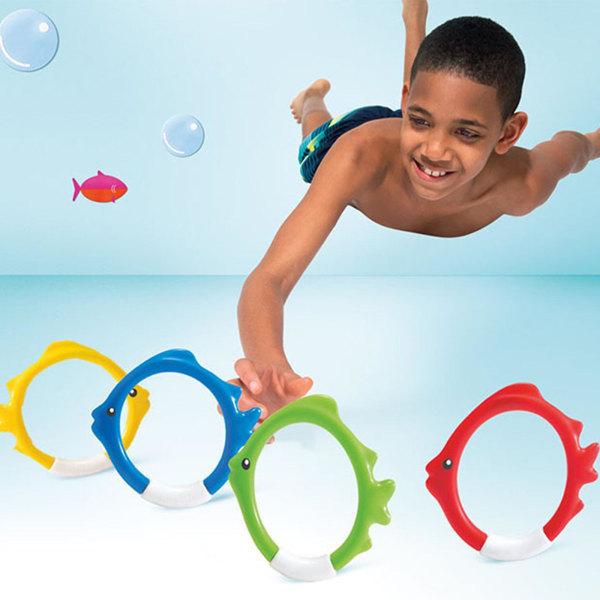 Børn Dykning Svømmelegetøj Leg Undervands Fisk Ringe Sticks, 4 Packs