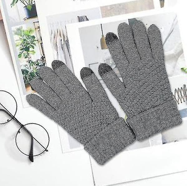 Vinter Touchscreen-Vantar För Män Kvinnor Anti-Halk Touch Screen Varma Fodrade Stickade. (Grå)
