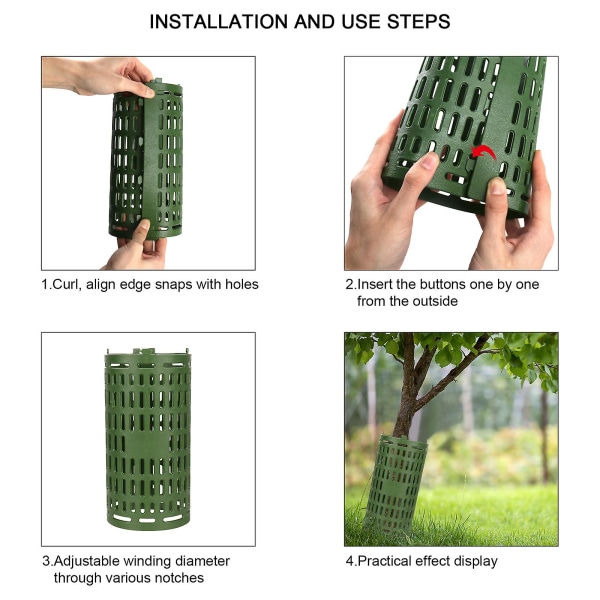 Træstamme og barkbeskytter i plast til forskellige træstørrelser | Beskytter mod solskoldning (grøn)