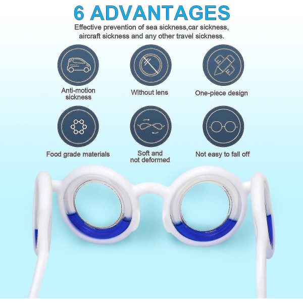 Anti-bevegelsessyke smarte briller, bærbare luftsyke briller Kvalmelindring Flytende linseløse briller for voksne barn