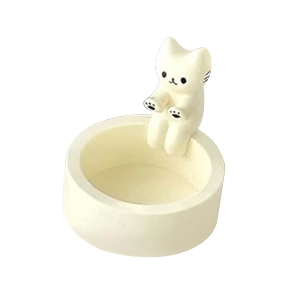 KUUMA! Kitten kynttilänjalka, söpö grillattu kissan aromaterapiakynttilänjalka, koristeellinen (valkoinen)