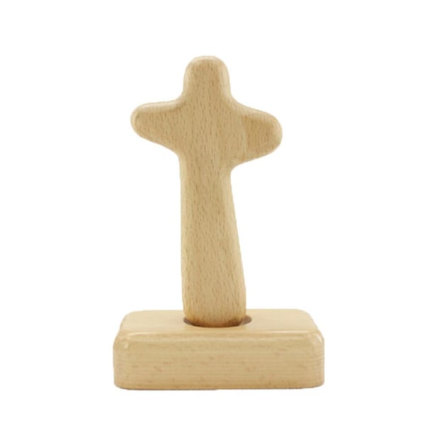 Kädessä pidettävä puinen ristirukous, jossa on puinen risti kädessä pidettävä kristillinen lahja Clutchinille (pyöreä)