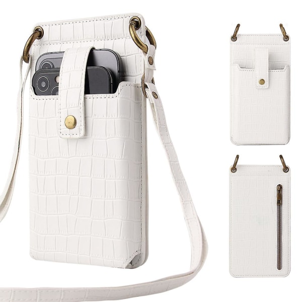 Rummelige lommer Små Crossbody-tasker Mobiltelefonpung punge til kvinder Teen-piger, Hvid