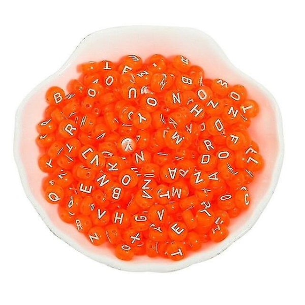 100 st genomskinliga bokstavspärlor Alfabetberlocker Diy-pärlor för armbandshalsband Smyckenstillverkning（Rosa）