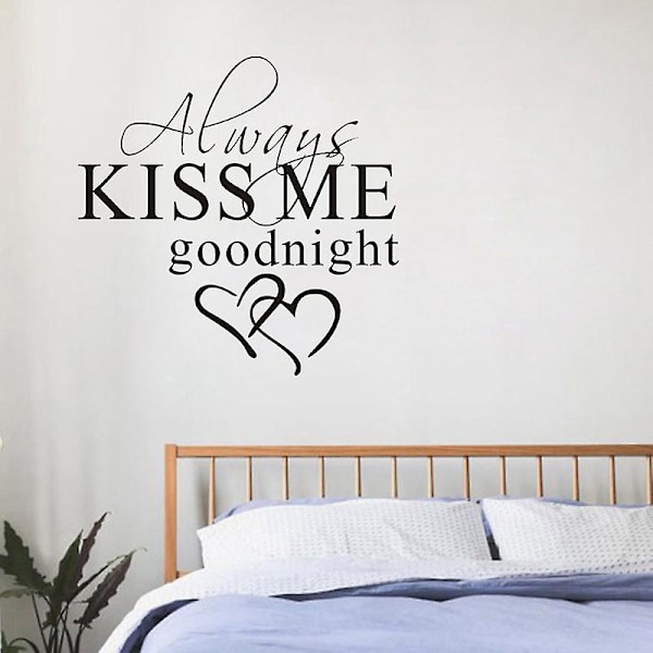 ALWAYS KISS ME GOODNIGHT LOVE -lainausseinätarra, makuuhuoneen irrotettava tarra, DIY, 1 kpl