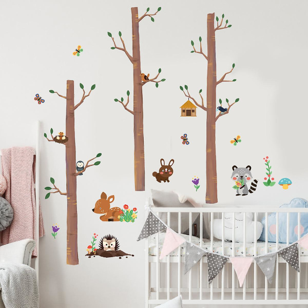 1SET Puu- ja metsäeläin seinätarra Seinätarra Baby päiväkoti Lapset Makuuhuoneen olohuoneen seinäkoristelu