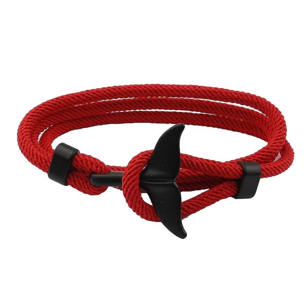 Handgjord Whale Tail Viking Rope Armband Justerbar Strandsurfing String（Röd）