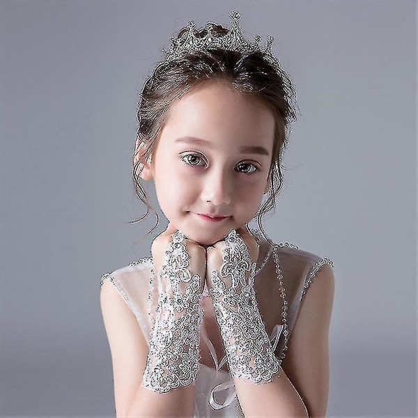 Flickor Prinsesshandskar Flickor Klänning Handske Spets Diamant Fotografi Kostym