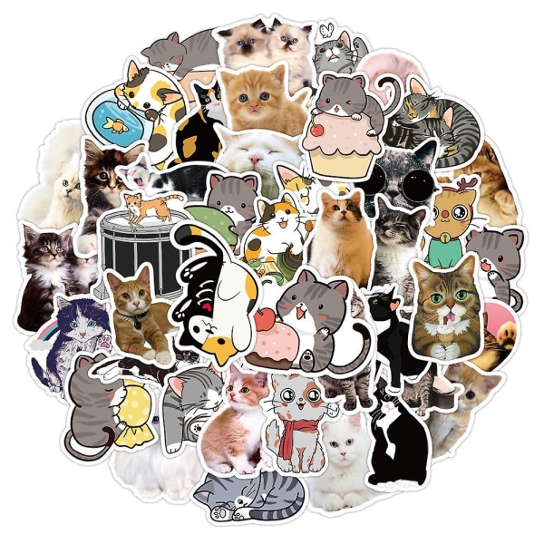 GHYT Cat Stickers| 50 STK | Vinyl vandtætte klistermærker til bærbar computer, skateboard, vandflasker, computer, telefon, guitar, katteklistermærker til børn, voksne (kattepinde)
