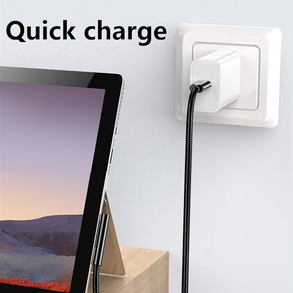 Laddningskabel Säker Snabbladdning 1,8 m 102 W 15 V 4 A Pd Typ-c Laddningssladd För Microsoft Surface Pro 6/5/3/4 - Snngv