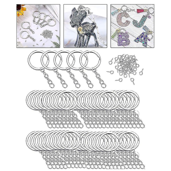 360 st Key Chain-ringar Kit med Skruvöglor för DIY-hantverk Smyckestillverkning Tillbehör (Silver)