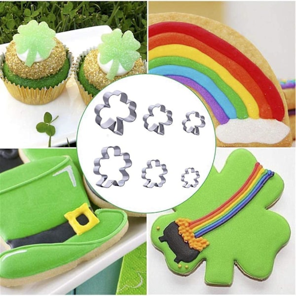6 st kakformar Shamrock fyrklöverform