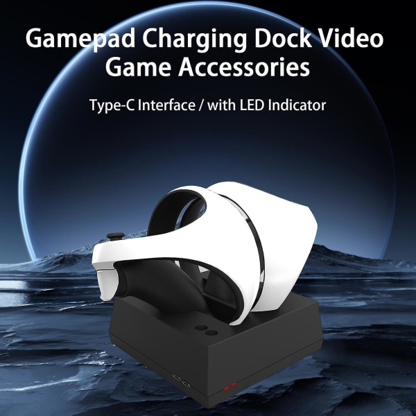 Gamepad-oplader med LED-indikator - Hurtig opladning - Sikker videospil-controller-opladningsstation til Ps5 Vr2 - Snngv