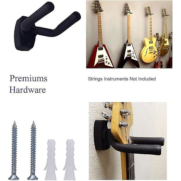 10-pack gitarrställ väggmonterade gitarrkrokar svart kort gitarrställ för akustisk gitarr, klassisk gitarr, elgitarr, basgitarr,