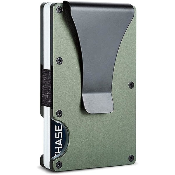 Minimalistinen metallilompakko ja rahaklipsi - ohut alumiininen luottokorttipidike Rfid-esto taskulompakot miehille ja naisille (armeijanvihreä)