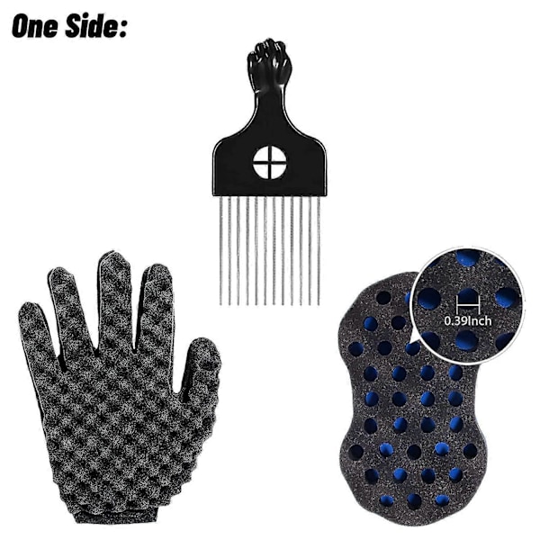 Curl Sponge Set, Hårsvamp för Svarta Män, Twist Sponge Brush Set för Lockar, Hår