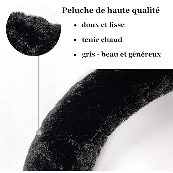 Mjuk plysch rattmuff, halkfri, bekväm, elastisk rattmuff, varm fordonskydd