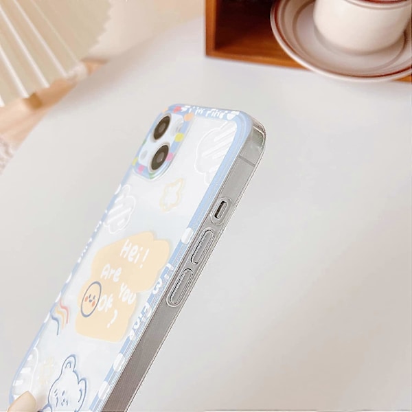 Cartoon Söta Kawaii Björnmoln Bokstäver Transparent Mjukt iPhone-skal för Kvinnor Flickor (Transparent, iPhone 12 Pro)