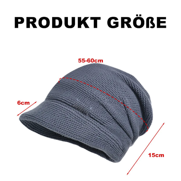 Kvinnors Slouch Beanie Stickade Mössor Beret Skullcap Lång Baggy, (Mörkgrå)