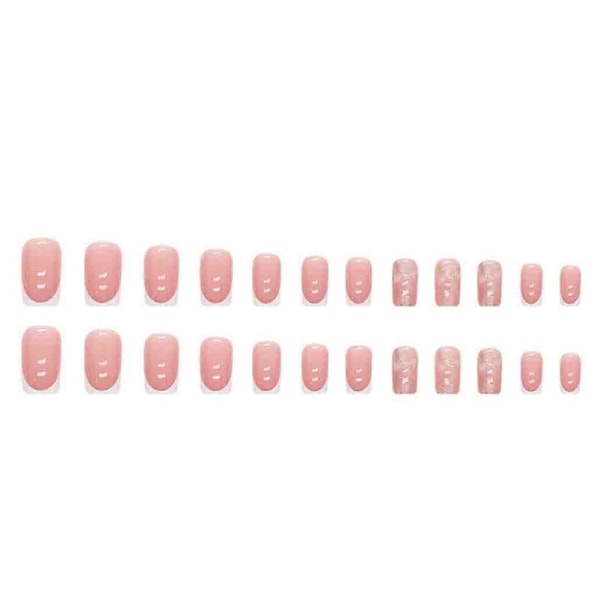 24 st Rosa Press-on Naglar Falska Naglar Kvadrat Glans Medium Underbara Falska Nagelspetsar Artificiella Finger Manikyr för Kvinnor och Flickor