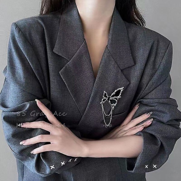 Svart fjäril strass brosch pin