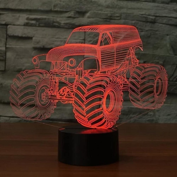 3D Traktor Bil Nattlampa Illusion Lampa 7/16 Färgskiftande LED Lampa USB-driven Touch Switch Fjärrkontroll Leksaker Present Dekor Dekorationer Jul
