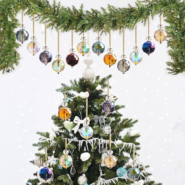 12 st 7/8\" Färgglada Hängande Kristallkulor För Julgran, Bröllopsfest, Hem, Fönster, Matbord, Utomhusdekor, Regnbågsfångare
