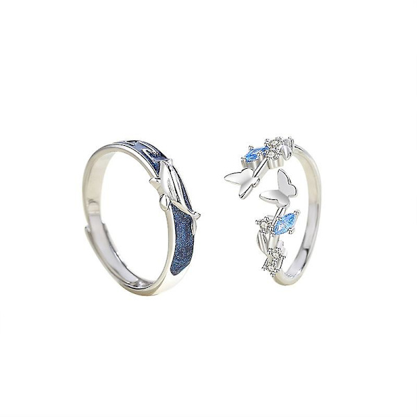 Mote sommerfugl hval parring justerbar ring smykker
