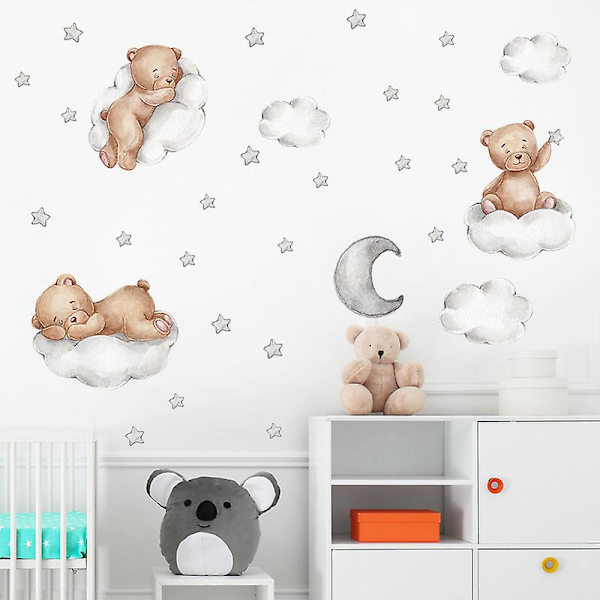 WABJTAMCartoon Animal Stickers Lovely Bear Star Moon Wall Stickers