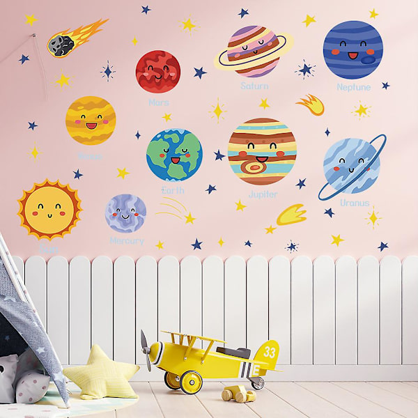 Planet Wall Sticker Sol System Rummet Børn Wall Decal, 1 sæt