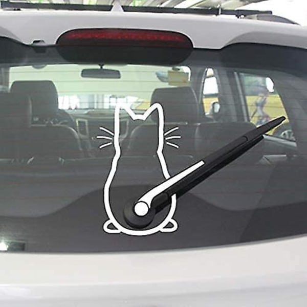 Ghyt söt katt bil vindruta torkare vinyl konst klistermärke dekor härlig djur katt väggmålning konst dekal för bilfönster Loptop dekoration