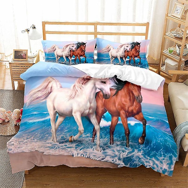 3D Digitaltryck Cartoon Häst Pegasus Örngott Täcke Sängkläder Tredelad Set FM20 180*200cm -ZHENV（180*200cm）