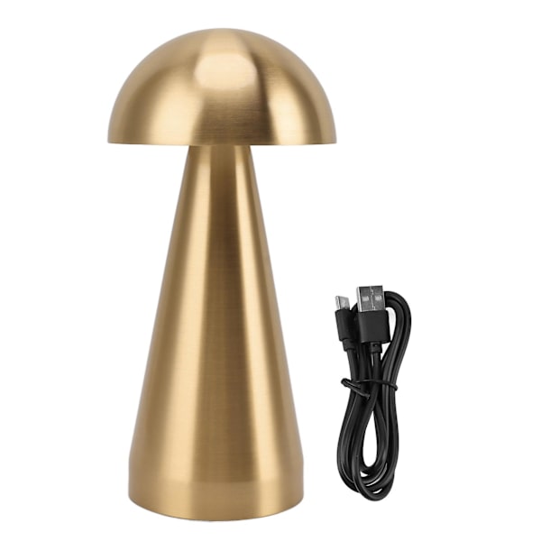 Svampformad bordslampa 3 färgtemperaturer LED dimbar sladdlös USB-laddningsbar modern sängbordslampa för sovrum vardagsrum (guld)