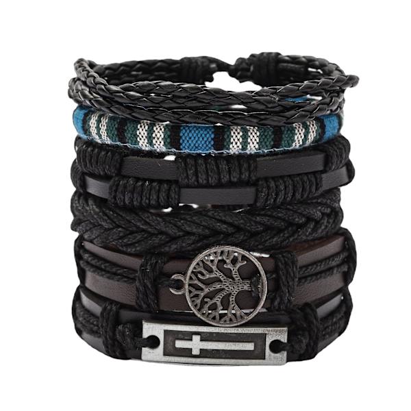 WABJTAM 24 st flätade läderarmband för män och kvinnor, vävda manschettarmband, träpärlor, etniska tribalarmband, justerbara