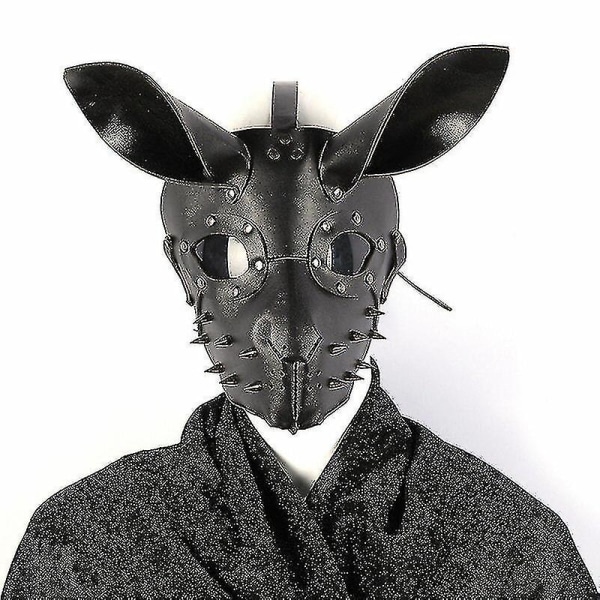 Rivet Rabbit Mask Cosplay Mask Halloween Påske Nattklubb Fest Nagledekorasjon Punk Style Pu Leather
